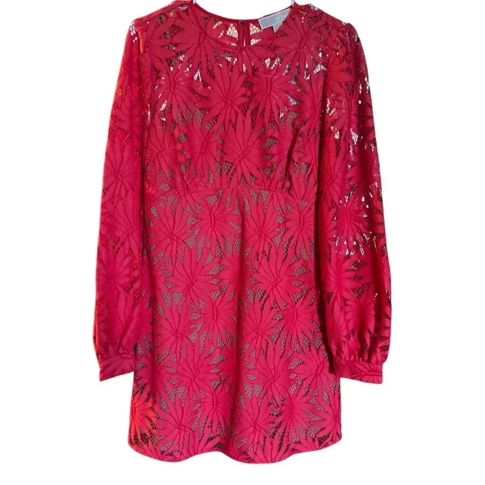 Michael Kors NWT Palm Lace Mini Dress Sangria